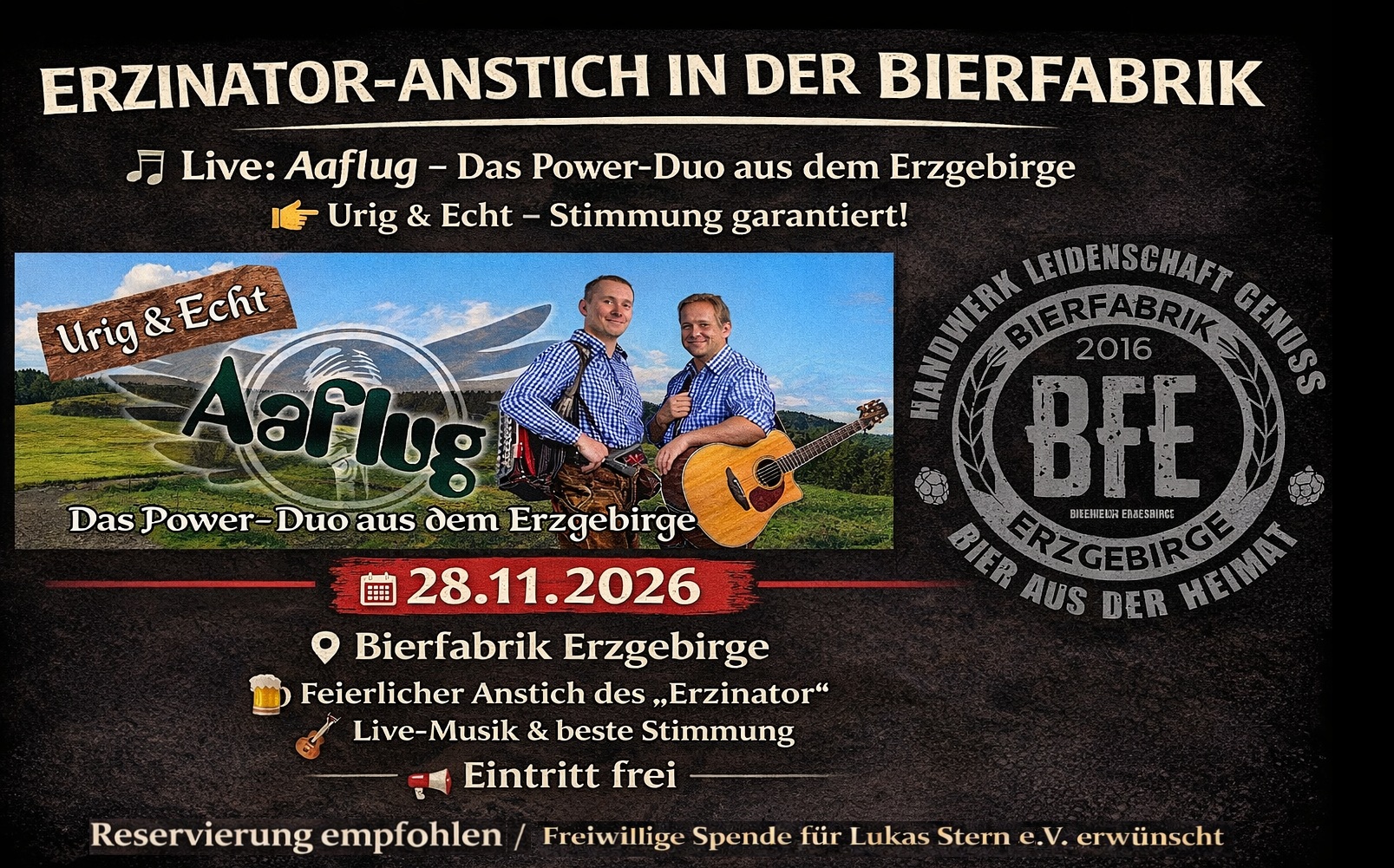 Bierfabrik Erzgebirge 2026 11 28 Erzinatoranstich Duo Aaflug